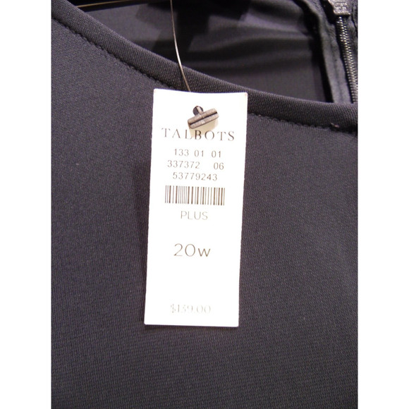 Talbots Dress Womens 16W Navy Blue Jersey Knit Fit and Flare‎ Flutter Sleeve NWT - Picture 6 of 14